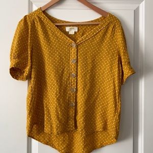 ANTHRO | Maeve Mustard Polka Dot Button Down Sz 4